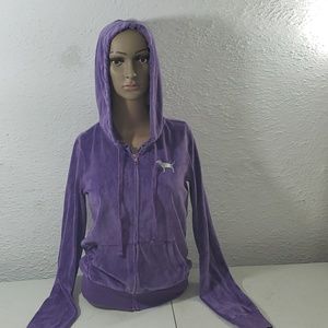 Pink Purple Hoody Zip Velvet XS